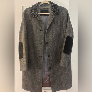 J. Crew Collection Herringbone Trench Coat with Black Details